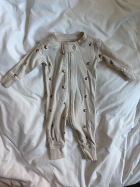 Quincy Mae Cream One-Piece with Brown Moon Print 3-6mo